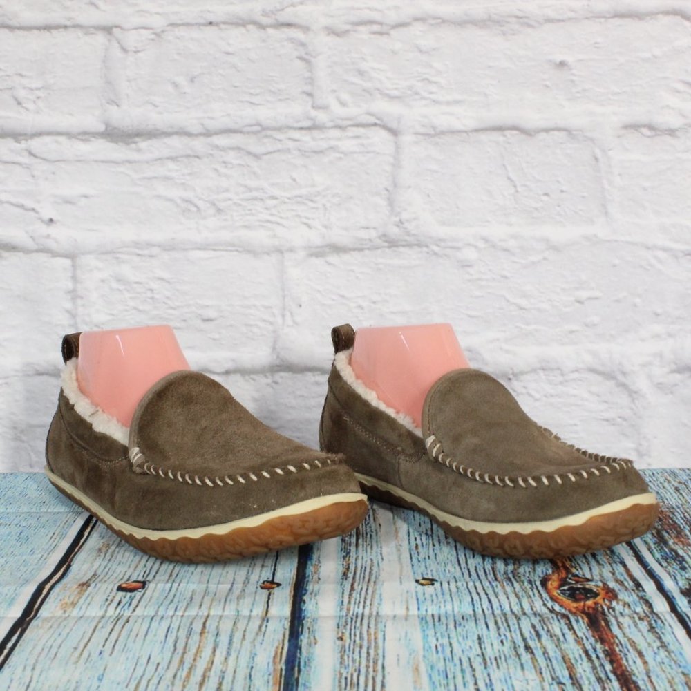 LL Bean Dark Cement Moccasin Mountain Suede Slippers Size 8 M - Picture 3 of 10